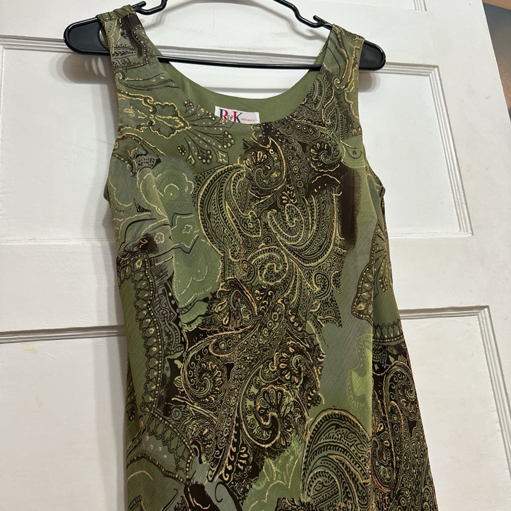 Green Paisley Sleeveless Dress